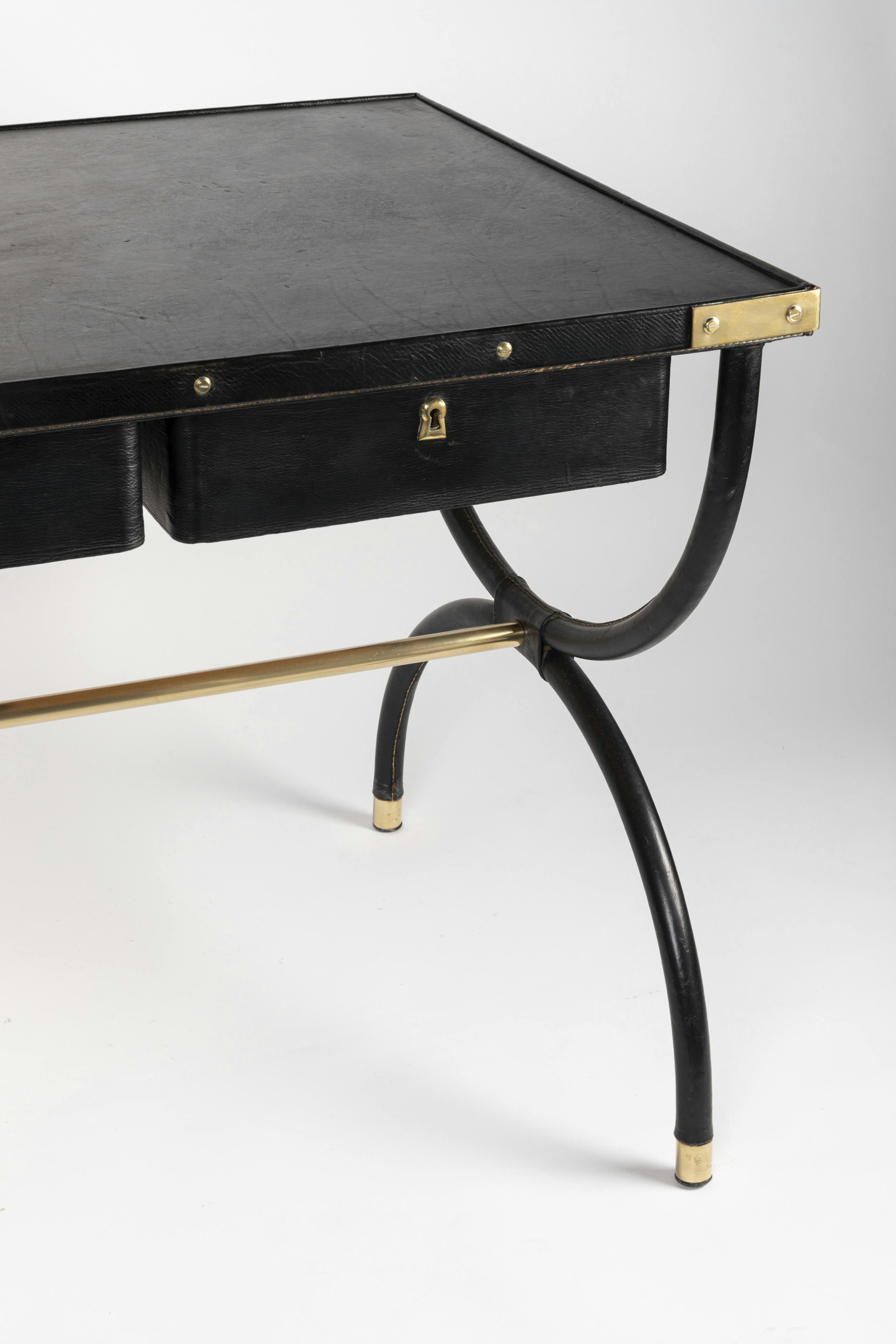 Adnet Black Leather 3 Drawers 15