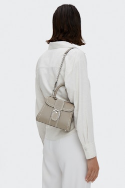 Delvaux Mini Brillant Bag Charm Light Grey Calfskin – Coco