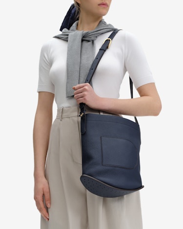Top Handles Bag for Women - Brillant PM in Box Calf - Night Sky - Medium Size - Maison Delvaux