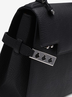Delvaux Black Leather Tempete MM Top Handle Bag Delvaux