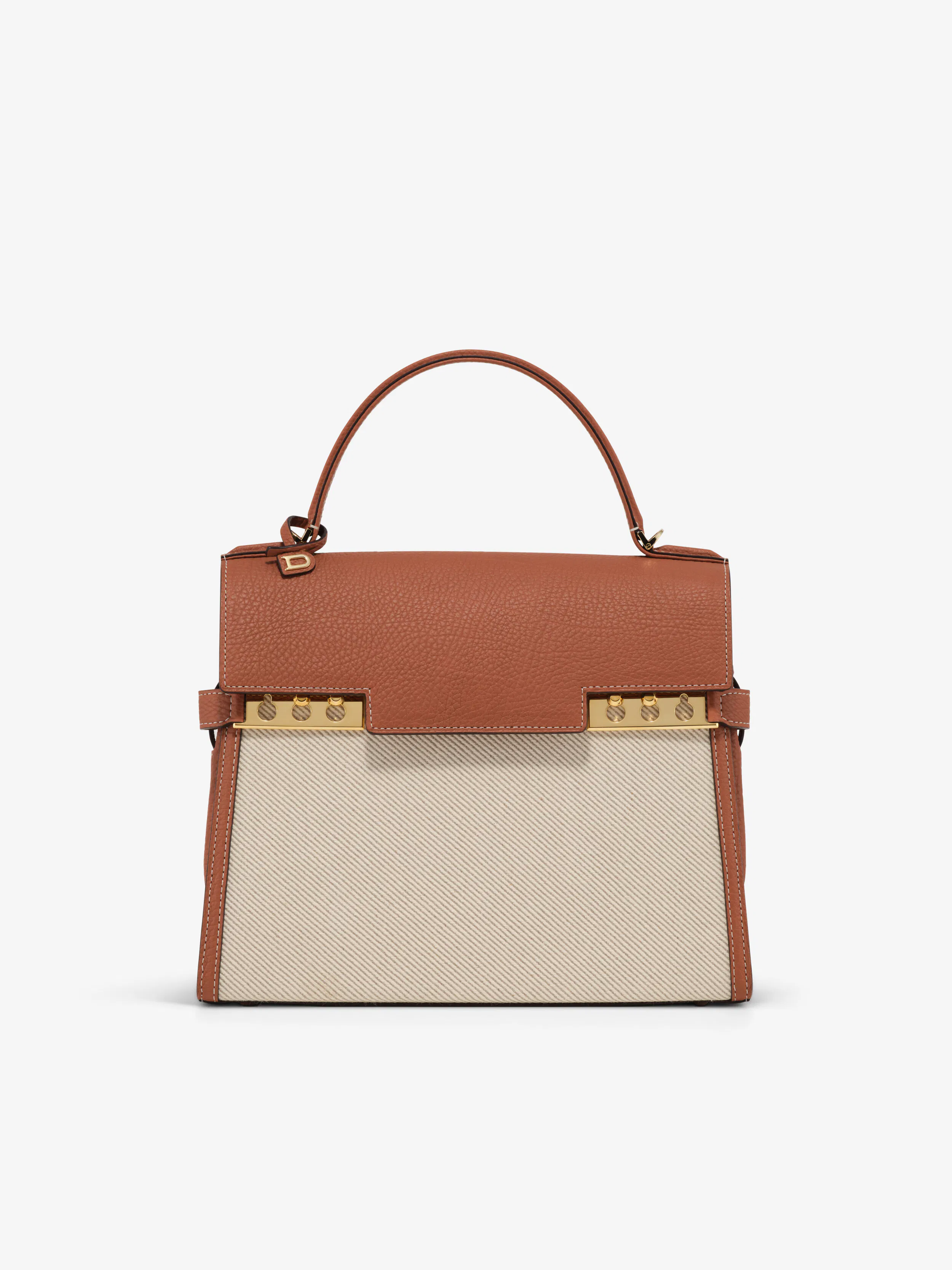 DELVAUX タンペート（Tempête）MMハンドバッグ Tempête MM Canvas Natural - Tan - Top handles